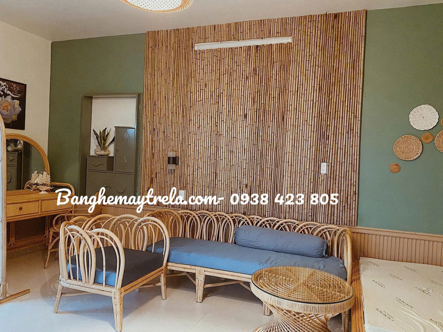 Bàn ghế mây tre phòng khách